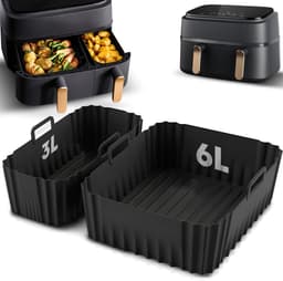 Bewern 2 Stuks Siliconen Bakvormen - 6L en 3L - Geschikt voor Philips Airfryer Dual Basket 3000 Series - Accessoires voor Dubbele Airfryer - Siliconen Bakje — thumbnail 1