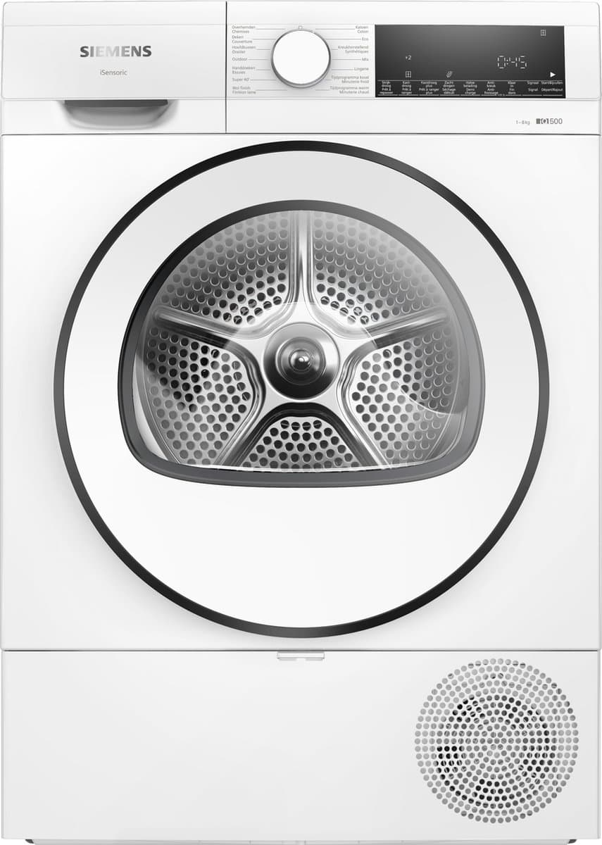 Siemens WQ32G10AFG - iQ500 - Wasdroger - Warmtepompdroger - 8 kg - Zeer stil - autoDry - NL/FR display - Outdoor-programma: veilig drogen van waterafstotende kleding en buitenkleding — afbeelding 1