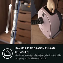AEG AB61C1WP CLEAN 6000 - Stofzuiger met zak - Roze - Hepa filtratie - Vacuum cleaner - Alle vloertypen - 750 watt - Lang snoer 12m bereik - Compact design - 2 extra accessoires — thumbnail 5