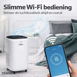 Zenvo Luxe Luchtreiniger met Wifi & App – HEPA 13 Filter – 360 m³/u – Tegen Allergie, Hooikoorts & Huisstofmijt – Air Purifier – Wit — thumbnail 7