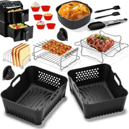 Accessoires Heteluchtfriteuse Gescht voor Philips Airfryer 4000 Serie 10L, Siliconenvorm Accessoireset Heteluchtfriteuse Herbruikbare Ovenschaal voor Philips Stacked Dual Basket Airfryer NA460 10L — thumbnail 1