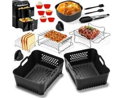 Accessoires Heteluchtfriteuse Gescht voor Philips Airfryer 4000 Serie 10L, Siliconenvorm Accessoireset Heteluchtfriteuse Herbruikbare Ovenschaal voor Philips Stacked Dual Basket Airfryer NA460 10L