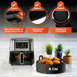 Airfryer Accessoireset – 15-delige ronde heteluchtfriteuse accessoires, geschikt voor COSORI 4,7L, Philips 6,2L, Tefal 4,2L – Inclusief siliconen bakvorm & e-book — thumbnail 5
