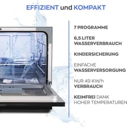 Heinrich's HTG 8840 mini vaatwasser - 7 programma's - gebruik slechts 6,5 liter per cyclus - zwart — thumbnail 11