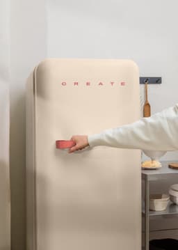 CREATE - Koelkast in retrostijl - Zand - Handvat Terracotta - FRIDGE RETRO 281L — thumbnail 5