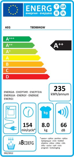 AEG T8DB84GW - 8000 serie - AbsoluteCare - Warmtepompdroger — thumbnail 2