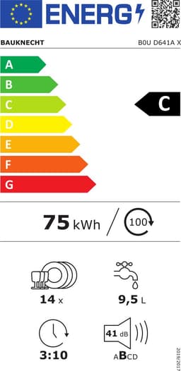 Bauknecht B0U D641A X | Onderbouw vaatwasser | 60 cm C label — thumbnail 3
