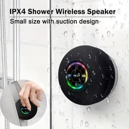 Bluetooth Luidspreker Douche Speaker - Met LED Licht en Zuignap - Waterdichte Mini Speaker - Bluetooth Douche Speaker - Draadloze Draagbare Mini Hoorn Speaker Zuignap - Bass Stereo Trompet - Handsfree Bellen - Voor Douche Thuis en Buiten — thumbnail 3