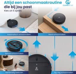 CleanWise Henk Duo Pack – 2× Robotstofzuiger met dweilfunctie en laadstation – 4500 Pa zuigkracht, app- en spraakbediening – ideaal voor huisdieren, harde vloeren & tapijt — thumbnail 4