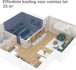 Mobiele Airconditioner tot 25 m² | Koeler & Ontvochtiger met Natuurlijk Koudemiddel | 7.000 BTU/h | Voor Thuis & Kantoor — thumbnail 6
