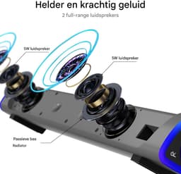 longziming -Luidspreker – USB Computerluidspreker met LED Regenboogverlichting – 2 Full-Range Speakers – Schuin Ontwerp en Volledig Compatibel – voor PC, Laptop en Tablet — thumbnail 4