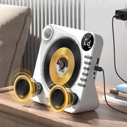 CD Speler - Bluetooth Speaker - Witte Multifunctionele Audiospeler - Met USB, AUX & Remote - Slaaptimer & Batterij - Voor Muziek in Huis — thumbnail 5