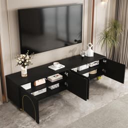 TV-kast Lowboard - Mediameubel Opbergkast - Woonkamer Entertainment - Push-to-open Deuren - 170 x 38 x 44 cm - Zwart Goud — thumbnail 2