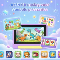 Kindertablet 7 inch - 128GB (64GB+64GB) + 8GB RAM - Tablet - Inclusief Beschermhoes en 64GB SD-kaart - Ouderlijk Toezicht & Lange Batterijduur - Paars — thumbnail 3