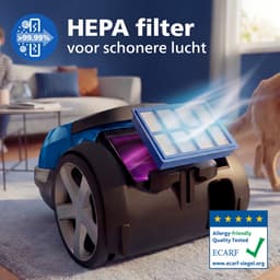 Philips Stofzuiger met Zak Performer Compact XD3110/09 - Lang Snoer - Alle Vloertypen - TriActive mondstuk - Incl 2 Extra Mondstukken - Blauw — thumbnail 6