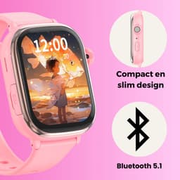 Smartwatch voor Kinderen met Nano SIM, Video Bellen, GPS & 4G - Waterdicht IPX7, WiFi & Bluetooth - SOS Functie - Roze — thumbnail 6