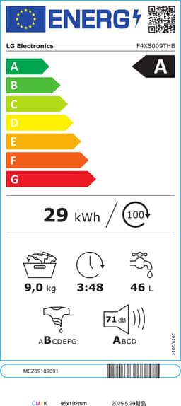 LG F4X5009THB wasmachine Voorlader 9 kg 1400 RPM Wit — thumbnail 2