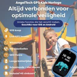 AngelTech Ultra GPS Horloge Kind Met Simkaart 4G – SOS knop – Smartwatch Kinderen – Whatsapp - HD Camera en Videobellen – Smartwatch Kind – GPS Tracker Kind – Smartwatch Kids - Elke polsmaat - Blauw — thumbnail 6