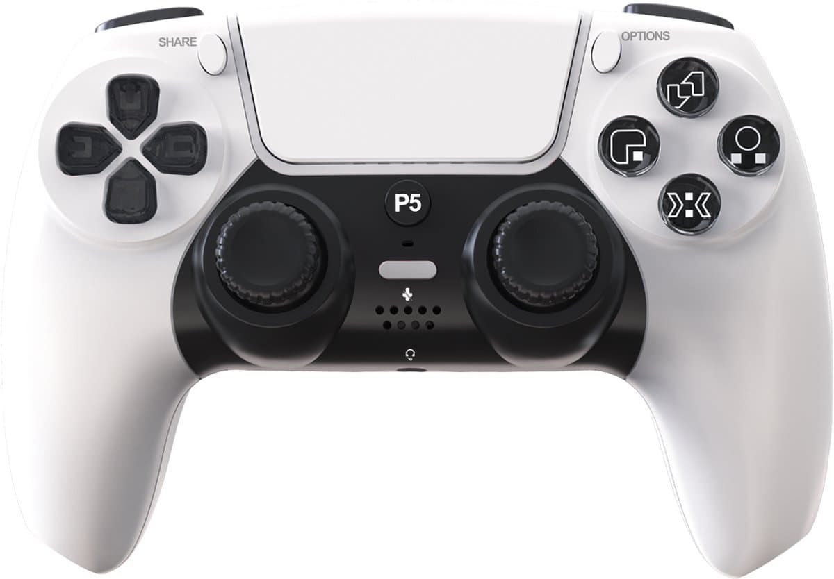 Ntech PS5 Controller Geschikt voor PS5 en PS5 Slim - ps5 game controller Draadloos - Wit - Audio Jack Input - Touch Sensor - Dual Trilmotoren Draadloze Controller — afbeelding 1