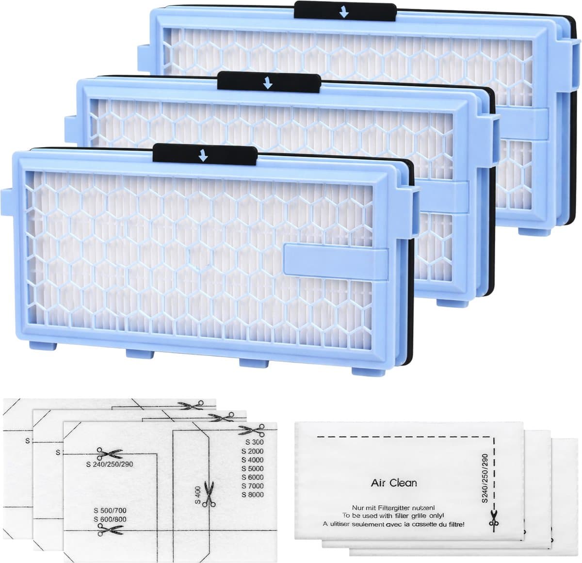 Filters voor Miele-compatibele stofzuigers Compact C1 C2 Complete C2 C3 Serie S4 S5 S6 S8 SA-SF 50 SF-AA 50 [Set van 9] Phonillico® — afbeelding 1