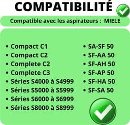 Filters voor Miele-compatibele stofzuigers Compact C1 C2 Complete C2 C3 Serie S4 S5 S6 S8 SA-SF 50 SF-AA 50 [Set van 9] Phonillico® — thumbnail 4