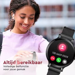 Golden Sound AMOLED Smartwatch Dames - Horloge dames - Stappenteller - Slaapmonitor - Saturatiemeter - 42mm - 4 bandjes - Zwart — thumbnail 7