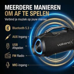 VolkanoX Ignite Ultra Bluetooth Speaker - Muziek box - 180W Partybox met RGB Verlichting - Spatwaterdicht - FM Radio - TWS - Zwart — thumbnail 8