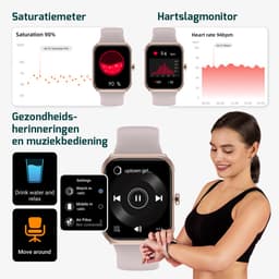 FITAGE Smartwatch - Smartwatches - Stappenteller - Sporthorloge - Smart watch - Activity Tracker - Dames en Heren - Roze — thumbnail 9