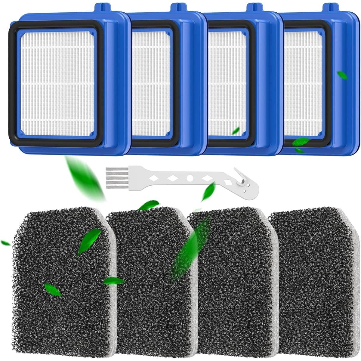 TOVBMUP Filters geschikt voor QX7 AEG - 8 stuks - Filteraccessoireset geschikt voor AEG - QX6, QX7, QX8-2, FX9 Stofzuiger Reserveonderdelen Vervangende Filters - Inclusief 4 Motorfilters, 4 Sanitaire Filters en 1 Wasbare Reinigingsborstel — afbeelding 1