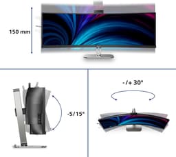 Philips 49B2U6900CH - Ultrawide QHD Curved Monitor - USB-C 100w - RJ45 - KVM switch - HDR400 - Webcam - 5jr Garantie - 49 inch — thumbnail 2