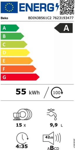 Beko BDIN38561C2 Volledig ingebouwd Vaarwasser | SuperEco A energy | SelfDry | Super Still | AquaFlex | ProSmart — thumbnail 2