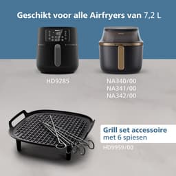 Philips Grill Set Airfryer Accessoire - HD9959/00 - Geschikt voor Philips - Grillplaat met 6 spiesen — thumbnail 4