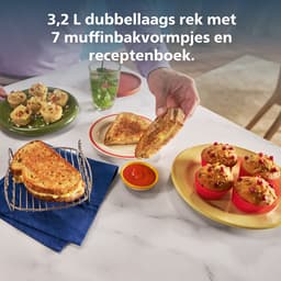 Philips dubbellaags rek Airfryer Accessoire - HD9904/01 - Geschikt voor Philips - 3,2 L dubbellaags rek met 7 muffinvormen — thumbnail 3