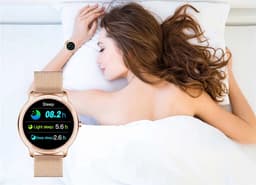 Belesy® VENUS - Smartwatch Dames Rose goud - Horloge - 1.1 inch - Kleurenscherm - Stappenteller - Bloeddruk - Hartslag - Maak je eigen wijzerplaat - Staal – Goud - Moederdag — thumbnail 11