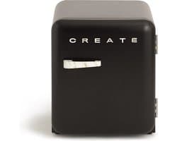 CREATE - Koelkast in retrostijl - Zwart - Handvat Marmer - FRIDGE RETRO 48L