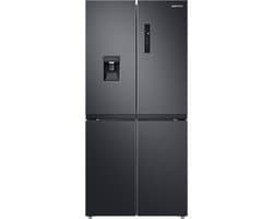 Samsung RF48A401EB4/EO, Vrijstaand, Frans deur, Zwart, LED, Op de deur, Gehard glas