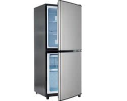 Sweiko 106L Tweezonige Energiebesparende Koelkast, 60L Koelkast + 46L 4-Sterrenvriezer, 7-Temperatuurinstellingen, 45 dB, Geborsteld Grijs-Zilver, LED verlichting, verstelbare planken, 166 kWh/Jaar