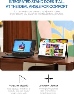 Arzopa Portable Monitor – A1 Kickstand - Portable USB-C Monitor - Ultradun - Speakers - 15.6 inch — thumbnail 5