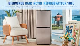 Merax 106L Mini Koelkast met Vriesvak – Minikoelkast 60L Koelruimte en 46L Vriesruimte – 7 Temperatuurinstellingen – LED-Verlichting – Stil 45 dB – Zilver — thumbnail 20