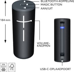 Ultimate Ears BOOM 4 - Draadloze Speaker - Bluetooth - Black — thumbnail 11