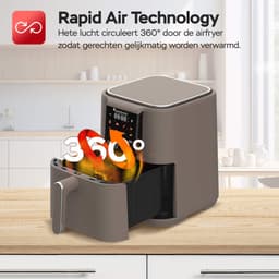 Turbotronic AF-250 Airfryer XL AirChef - 6L- Heteluchtfriteuse - Dual Heating - 50ºC tot 200ºC - 12 Kookprogramma's - Truffle Grey — thumbnail 5
