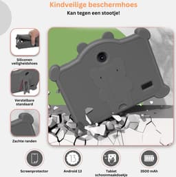 White-Label® Kindertablet Vanaf 3 Jaar - Tablet Kinderen - Kinderspeelgoed - Grijs — thumbnail 6