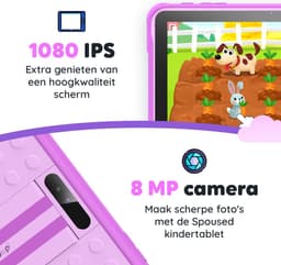 Spoused Kindertablet – 10.1 Inch – Kindertablet vanaf 3 jaar – 64GB – 4GB RAM– 6000 mAh Batterij - Incl. Beschermhoes & Ouder Control app – Paars — thumbnail 6