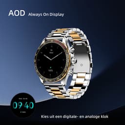 Maoo Titan AMOLED Smartwatch Heren - Special Edition - Stainless Steel en 2 TPU bandjes - Stappenteller - Hartslagmeter - Slaapmonitor - Multisport - Geschikt voor Android en iOS - Zilver en Goud — thumbnail 11