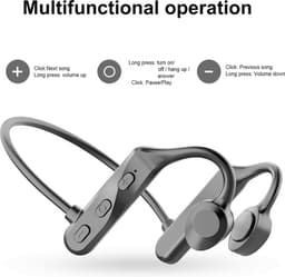 OFMOTRA Bone Conduction Headphone - Open Ear Koptelefoon - Sport Headset - IPX5 Waterbestendig - Oortjes Draadloos - Draadloze Koptelefoon - Bluetooth Oordoppen met Nekband - Zwart — thumbnail 4