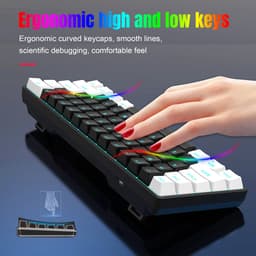 HXSJ V900 - Bedrade Gaming Toetsenbord - Mechanisch - Blue Switch - 61 Keys - QWERTY Toetsenborden - Zwart wit — thumbnail 10