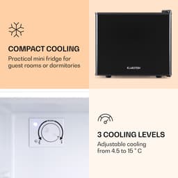 Klarstein Minibar Happy Hour 5-15°C Geruisloos: 23 dB : LED Verlichting - Zwart - 17L - voor Hotelkamer - Compact - Mini Fridge Kleine Koelkast Hotelkoelkast Drankkoeler Compact Koelkast — thumbnail 8