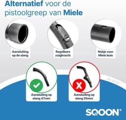 SQOON® Stofzuigerslang geschikt voor Miele Blizzard CX1 series, S2... Series - Compleet (inclusief pistoolgreep) - 1,85 meter — thumbnail 6