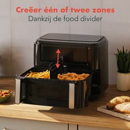 KitchenBrothers Dubbele Airfryer - PFAS-Vrij - 2400W - Dual Zone - 9L - Snackverdeler - Heteluchtfriteuse - Airfryer XXL - 10 Kookprogramma's - Zwart — thumbnail 5