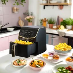 AG Airfryer XXL Premium- Luchtfriteuse - Anti-aanbak - Tot 8 personen- Uitneembare Bak - Vaatwasserbestendig - Met Receptenboek - Extreem Stil- Snelkooktechnologie - Digitaal Display - Tot 200°C - 8 Voorgeprogrammeerde standen. 5.5L Zwart — thumbnail 15